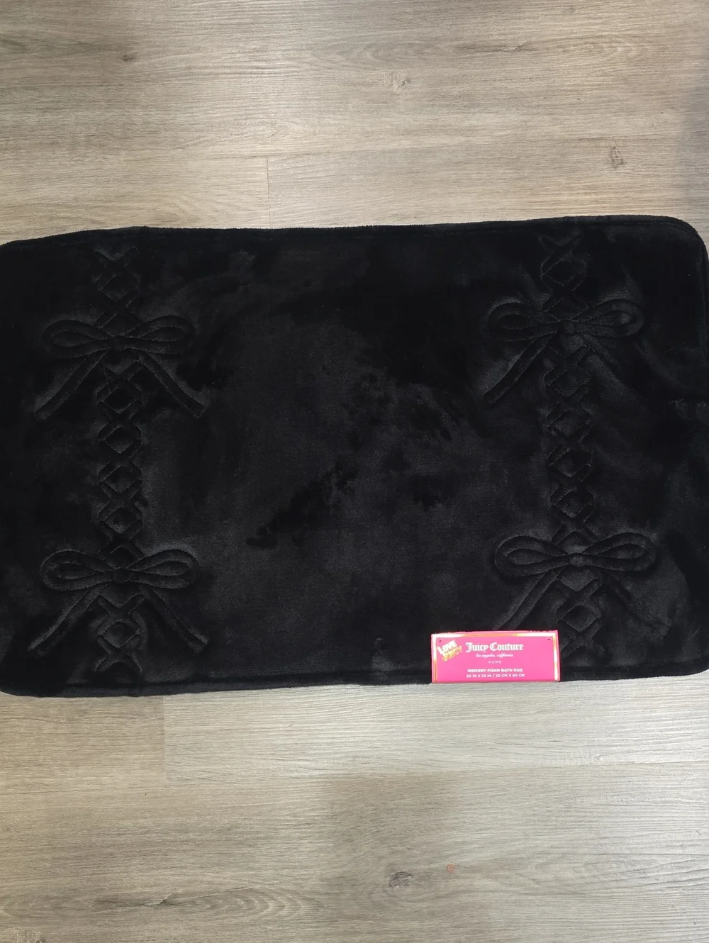 Juicy Couture Home Corset Bows Quilted Memory Foam Bath Rug- Black